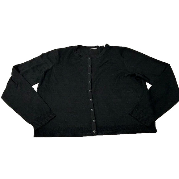 Elie Tahari Womens Cardigan Sweater Classic Button Down Merino Wool Black Large - Picture 1 of 8